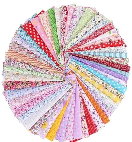 50 Pcs Top Cotton Squares Patchwork, 10×10cm Floral Patchwork Fabric Bundle, Cotton Fabric Squares, Precut Multi-Color and Different Pattern, for Sewing, Quilting & DIY Crafts