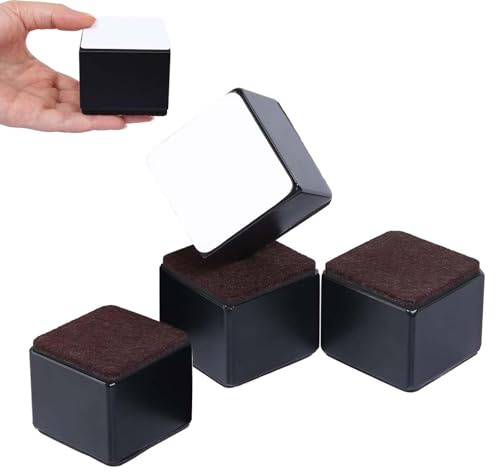 Rehausseurs de Meubles, 4 Pièces Rehausseurs pour Meubles en Acier Carbone Autocollants, Rehausseur pour Canapés et Armoires, Pouvant Supporter 500kg, Peut Soulever 5 cm pour Bureau, Carré, Noir