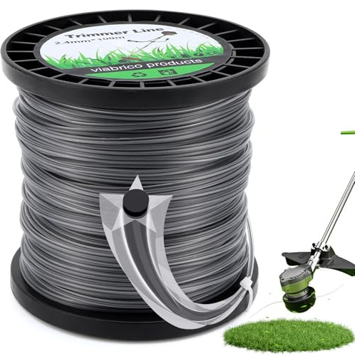 Filo per Decespugliatore 2,4 mm Filo per Tagliaerba in Nylon, Profilo a 5 Lati, per Tagliabordi, Erba, Erbacce, Bordi Prato e Vegetazione Fitta