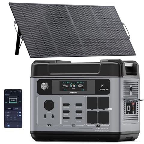 OUKITEL P2001E Pro Solargenerator, 3200W Tragbare Powerstation 2048Wh | 6400W Peak, LiFePO4 Batterie mit 200W Solarpanel, 13 Ausgänge, 1 Std Schnellladung, für Camping/Wohnmobil/Off-Grid/Garten