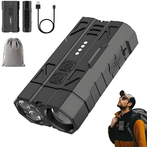 High-Brightness Pocket Dual-Module Outdoor Flashlight, High Lumen Rechargeable LED Torch with Magnetic Base & Clip, Waterproof EDC Gear for Camping, Hiking, Emergency & Car Repair, 8 Modes (1pc)
