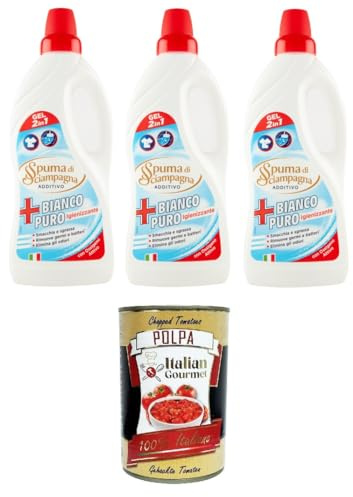 Spuma di Sciampagna- Bianco Puro Additivo igienizzante Reinweißer Desinfektionszusatz 3x1lt + Italian Gourmet polpa 400g