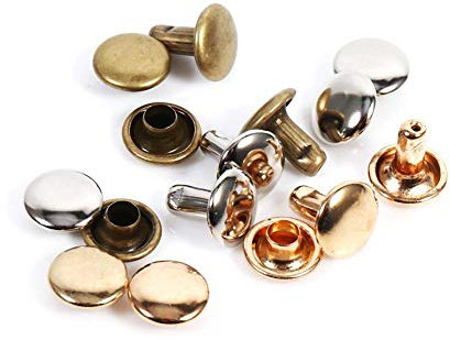 Juego de 100 remaches de cuero de doble tapa para decoración de reparaciones (dorado)