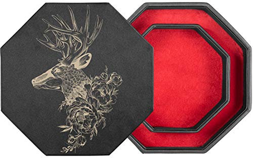 shibby Würfelbrett mit Würfel-Ablage und Deckel für alle Tabletop Spiele - 23,5cm floral M7-1 (rot)