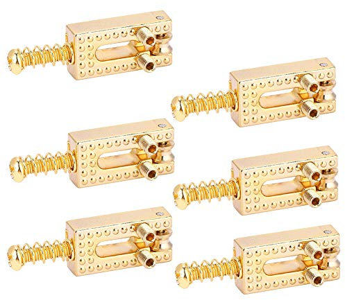 Alomejor 6PCS Guitar Saddles Electric Guitar Roller Bridge Tremolo Saddles for 6 Strings Tele Electric Guitar(Gold)