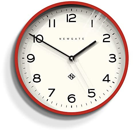 NEWGATE® Number Three Echo wanduhr | Moderne runde Uhr | 37cm | Rot | Leicht lesbare Zahlen | Ideal für küche, Wohnzimmer oder büro