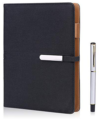 FOBOZONE A5 liniertes Notizbuch, 6 Ring nachfüllbares Hardback-Notizbuch mit Stifthalter, 100 Blatt, Schreibblöcke, Tagebuch, Bürobedarf