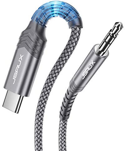 JSAUX USB C to 3.5mm Audio Aux Jack cable 1M, Type C adapter to 3.5mm male headphone stereo cable car compatible with iPad Pro 2018 Google Pixel 2 3 XL, Samsung Galaxy S22 S21 S20 Ultra Note 10 -Grey