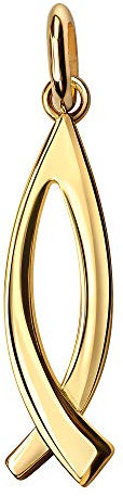 JEVELION Gold Anhänger mit Fisch Anhänger 585 Gold 14 Karat christlicher Kettenanhänger mit Schmuck-Etui + Zertifikat