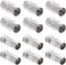 Guichangkai 12Pcs F Plug Male to Coax Socket Female Adaptor Male and Female TV Aerial Coaxial Cable F-Connectors Adaptor, Satellite F Type Screw Connector (Silver)