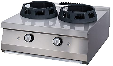 Maxima Gastro Premium Wok Herd - 2 x 28,5 Kochringe - Doppeleinheit - 90 cm Tief - Gas