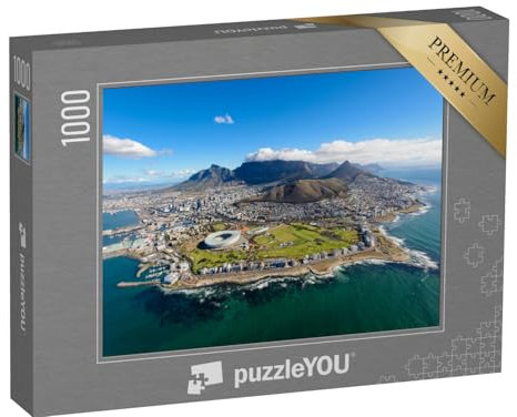 puzzleYOU: Puzzle 1000 Teile „Blick vom Hubschrauber: Luftaufnahme von Kapstadt, Südafrika“ – aus der Puzzle-Kollektion Afrika