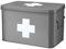 Flexzion Vintage First Aid Kit - 13 Gray Metal Box with Dividers, Removable Tray and White Cross Logo