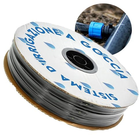 Manichetta gocciolante irrigazione a goccia 250mt - 16mm - passo 30 cm - 8 mils - 2 litri per ora - Made in Italy (250 metri)
