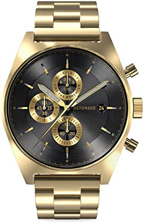 DeTomaso D10 Chronograph NOBILE ORO Gold Herren-Armbanduhr Analog Quarz Stainless Steel Gold
