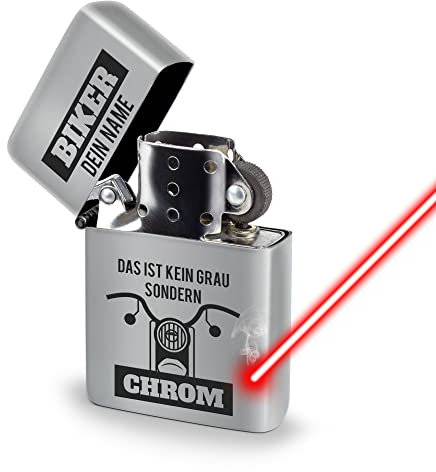 PR Print Royal Benzin-Feuerzeug selbst gestalten - mit Name gravieren - Das ist Chrom - Sturmfeuerzeug mit Gravur, Benzin nachfüllbar I Personalisiertes Geschenk, Chrom-Optik