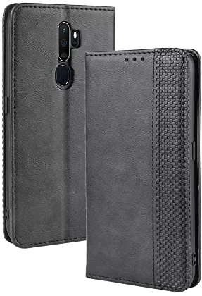 EASSGU Funda para OPPO A9 2020 / OPPO A5 2020 (6.5 Inches) Carcasa con Interruptor Magnético de Cuero PU Flip Folio, [3 Ranuras para Tarjetas] [1 Wallet] Case - Negro