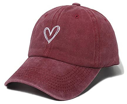 CAMICALMI Casquette de baseball pour femme pour tennis, voyage, protection UV, vintage, réglable, coupe-vent, motif cœur
