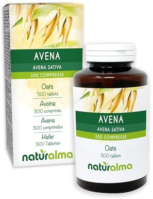 Oats (Avena Sativa) Tops Naturalma - 150 g - 300 Tablets - Food Supplement - Natural and Vegan