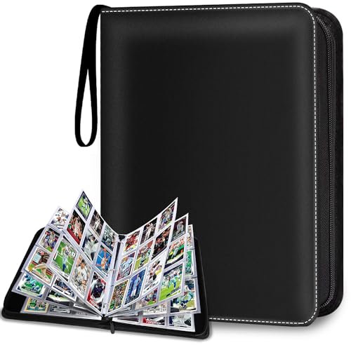 HESPLUS 900 Pockets Trading Card Album Folder, Baseball Card Binder with Sleeves, Collectible Trading Album for Baseball Cards, Trading Cards, Football Cards, MTG, TCG, Game Cards, Sports Cards -Black