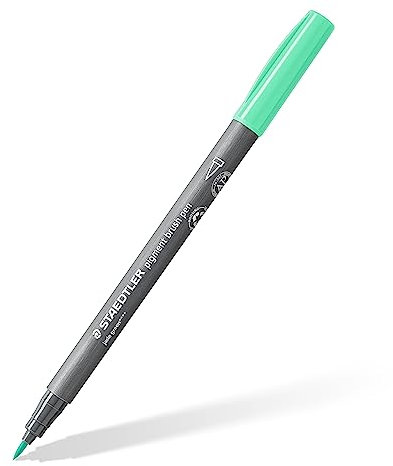 STAEDTLER brush pen pigment Arts, jadegrün, pigmentierte Premium-Zeichentusche, Pinselspitze für variable Linienbreite, wasserfest, schnelltrocknend, 10 brush pens im Kartonetui, 371-506