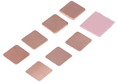 70 Pièces Feuilles de Dissipateur Thermique en Cuivre Refroidissement Cale Thermique Tampon en Cuivre Dissipateur Thermique Tampon Thermique avec 10 Pièces Tampons en Silicone pour Jeu de Puces pour O