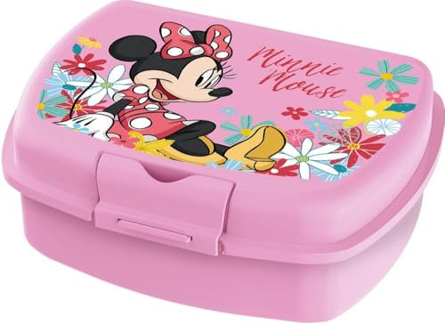 Disney Pink Minnie Sandwichbox aus Kunststoff für Mädchen, praktisch, um einen Snack außerhalb des Hauses mitzunehmen