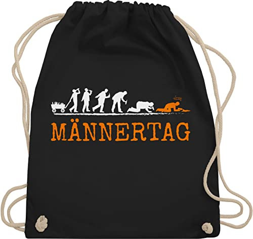 Turnbeutel Rucksack - zum Vatertag - Männertag Evolution Herrentag I Geschenk Lustig Biertrinker - Unisize - Schwarz - papa fater tag fatertags daddy vater sprüche dad paps maennertag