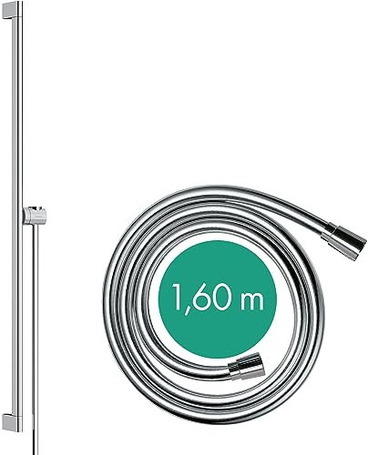 hansgrohe Brausestange Unica S Puro, Duschstange 90cm mit Brauseschlauch Isiflex 160cm und Easy Slide Duschkopfalterung, Chrom