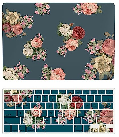 Laptop Cover Case Compatible with MacBook Pro 15 inch with Retina Display Model A1398 Released in 2015 2014 2013 2012, 3D Painted Plastic Protective Hard Shell Case & Keyboard Cover, Roses