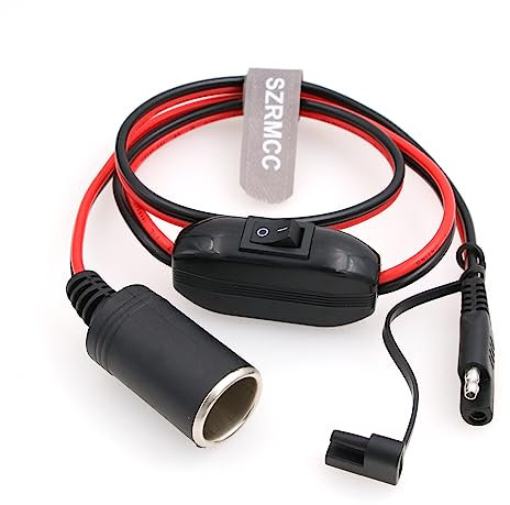 SZRMCC 12 V Zigarettenanzünder-Buchse auf SAE-Kabel mit Schalter, 16 AWG, SAE, 2-polig, Schnelltrenn-Stecker, Batterielade-Verlängerungskabel für Motorrad, Solar (EIN-/Ausschalter)