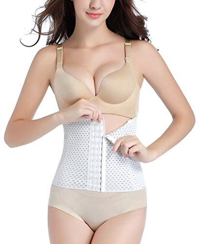 Geagodelia Guaina dimagrante da donna, pancia, piatta, corsetto dimagrante, fascia per vita, estate, traspirante, casual, allenamento sportivo, bianco, XXL
