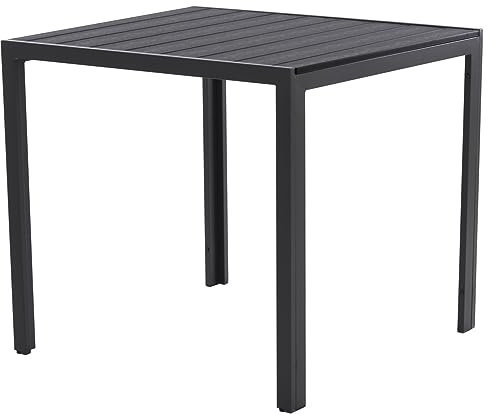 Raburg Gartentisch, Outdoor Esstisch, 90 x 90 cm, 74 cm hoch, Balkontisch Holzoptik, Terrassentisch Alurahmen, Gartenmöbel wetterfest, für Garten, Lounge & Sitzgruppe, Harvey XXL, Anthrazit-Schwarz