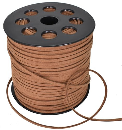 90M Lederschnur Lederband Faux Wildleder Schnur, Wildleder Schnur Faux Faden Veloursleder Band Lederschnüre Wildlederband für DIY Armband Halskette Schmuck Handwerk (Hellbraun)