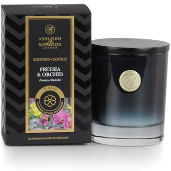 ASHLEIGH & BURWOOD Luxury Collection Duftkerze aus Sojawachs, 140 g, Freesie und Orchidee, 28 Stunden Brenndauer