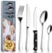 BEWOS 16-Piece Cutlery Set with 4 Triple Riveted Steak Knives, Stainless Steel Silverware Tableware Set for Kitchen, Mirror Polished Knives, Forks and Spoons Cutlery Set for 4, Dishwasher Safe