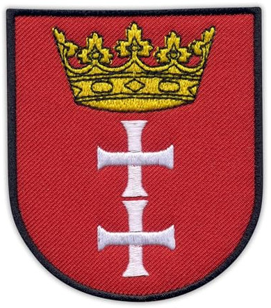 Wappen der Stadt Danzig – Schwarz VeIcro/Klettverschluss-Rückseite – gestickter Aufnäher/Abzeichen/Emblem