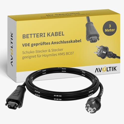 Avoltik 3 m Betteri Kabel geeignet für Hoymiles Stecker I VDE-zertifiziertes Photovoltaik Anschlusskabel für Solar Anlagen I Solarkabel mit Schuko-Stecker & Stecker geeignet für Hoymiles HMS BC08