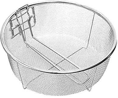 Samuliy Panier Rond pour Friteuse | Panier Rond À Frites Panier Rond pour Frire des Collations Paniers À Frites en Acier Inoxydable - Panier À Frire Pliant avec Poignée Et Crochets pour La Poêle