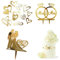 LEEQ 10pcs Kuchen Deko Acryl in Herzform - Cake Topper Hochzeit Personalisiert, Tortendekoration Cake Topper Hochzeit Acryl Tortendeko Gold für Verlobung Party