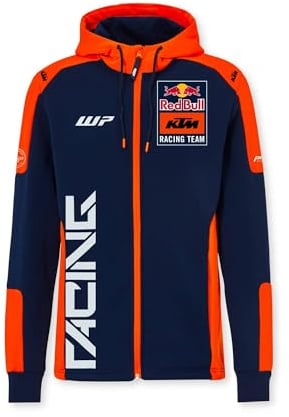 Red Bull Energy WEAR RB KTM Racing Replica Team Zip Hoodie Blau/Orange | Offizieller MotoGP Fanartikel - 65% Baumwolle, 35% Polyester - Kapuzenpullover - Motorsport - Merchandise