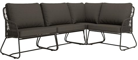 OUTLIV. Ecklounge Verona aus Aluminium mit Sitzfläche und Bezug in Charcoal für den Outdoor-Bereich, 4 Sitzplätze, Outdoorstoff Olefin