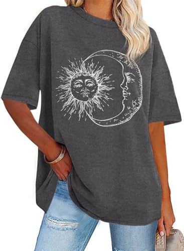 Tshirt Damen Sommer Tops Kurzarm Oversize Bluse Rundhals Casual Oberteil | Weicher und atmungsaktiver Stoff, Oversized V Ausschnitt Sommeroberteile, Elegant Lose Top für tägliche Outfits