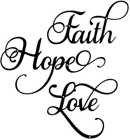 ESTART Faith Hope Love 3 Pieces Metal Wall Decor Inspirational Black Letter Sign Wall Art Rustic Vintage Farmhouse Word Metal Sign Family Wall Decor for Home Bedroom Living Room