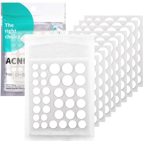 Pimple Patches 350 pièces, Patch Bouton Invisible Naturel Hydrocolloïde Acné Patch utilisation de jour et de nuit, 2 en 1, Avec Huile De Tea Tree Et Acide Salicylique 5 tailles (8/10/11/12/14 mm)