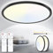Yexati 2 Stücke LED Deckenleuchte 24W 3200LM Deckenlampe Flach Dimmbar mit Fernbedienung 3000K-6500K IP54 Ultra Dünn Schlafzimmer Lampe für Wohnzimmer Kinderzimmer Küche Badezimmer 29.5cm Rund Schwarz
