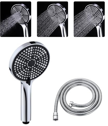 Decaura Handbrause mit 3 Strahlarten Massage/Regen/Mix Handbrausekopf Duschkopf mit 150cm Brauseschlauch