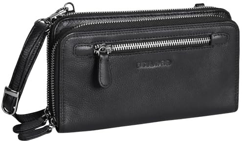 STILORD 'Fara' Vintage Mobile Phone Bag with Purse to Shoulder Ladies Leather Shoulder Bag Small Real Leather Purse Retro Wallet Ladies, Colour:black