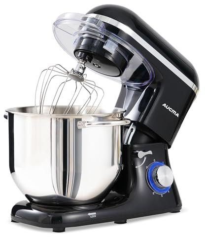 Aucma Stand Mixer, 7.5L Food Mixer for Baking with Bowl, 6 Speeds Electric Kitchen Mixer with Dough Hook, Whisk & Beater 1400W (7.5L, Black)