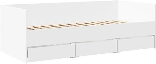 GYDUHYE Tagesbett, Gästebett mit 3 Schubladen mit Rollen, Schlafsofa für Schlafzimmer, Schlafsofa, Schlafsofa, Tagesbett, Weiß, 90 x 190 cm, Holzwerkstoff